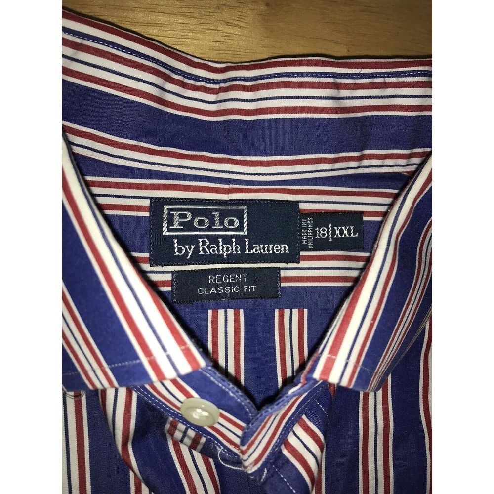 Polo Ralph‎ Lauren Long Sleeve Mens 18 XXL 2XL Red White Blue Regent ButtonUp - Picture 3 of 8